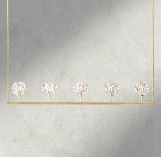 Boaly De Cristal Clear Glass Linear Chandelier 48", 60" - Zelno Lighting