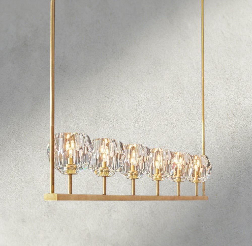 Boaly De Cristal Clear Glass Linear Chandelier 48", 60" - Zelno Lighting