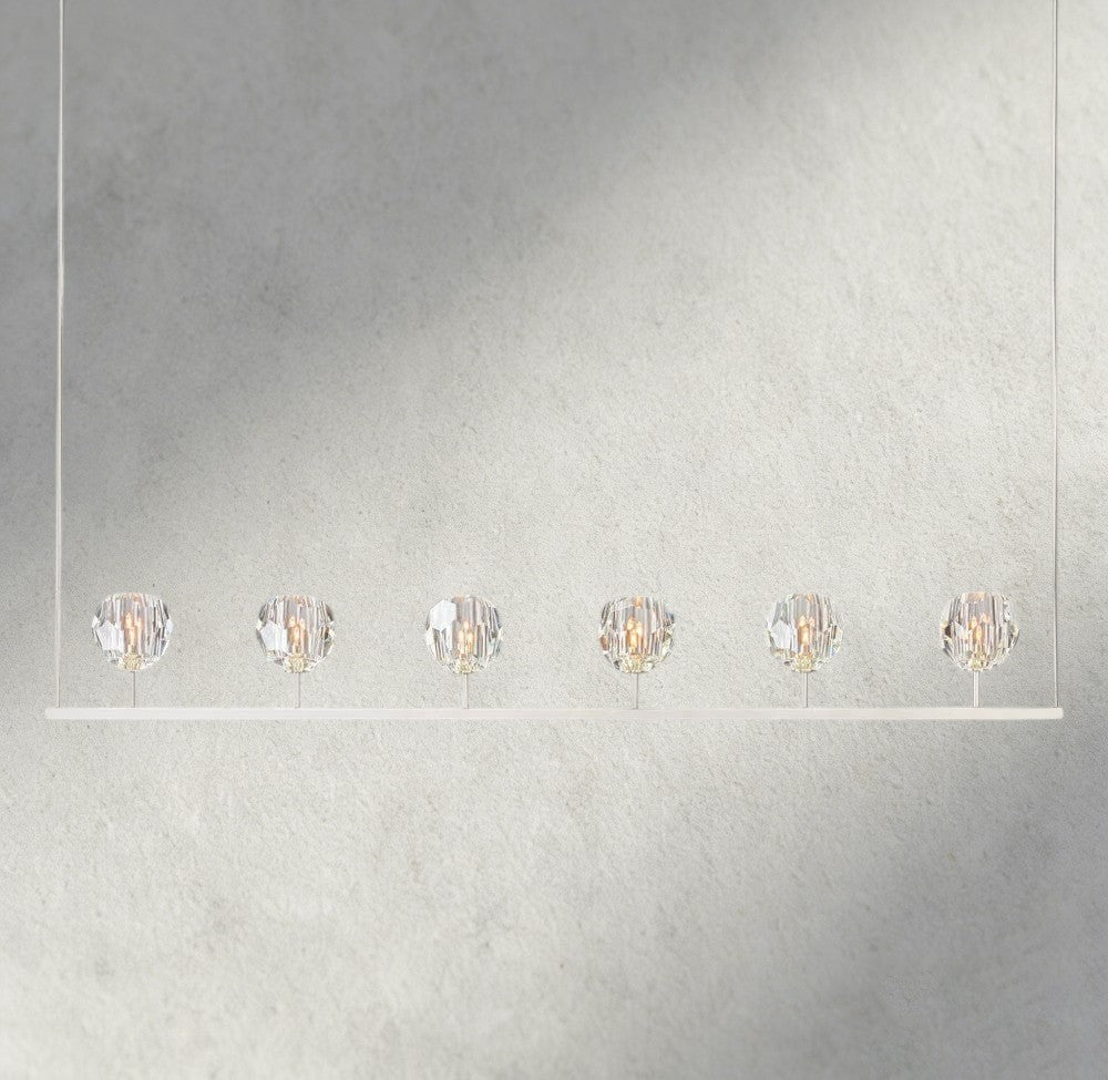 Boaly De Cristal Clear Glass Linear Chandelier 48", 60" - Zelno Lighting
