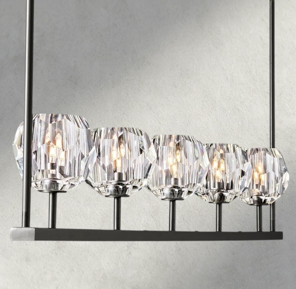 Boaly De Cristal Clear Glass Linear Chandelier 48", 60" - Zelno Lighting