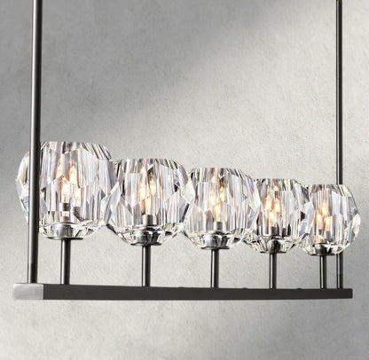 Boaly De Cristal Clear Glass Linear Chandelier 48", 60" - Zelno Lighting
