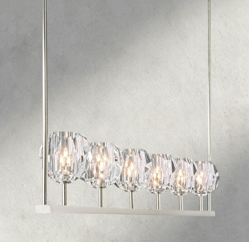 Boaly De Cristal Clear Glass Linear Chandelier 48", 60" - Zelno Lighting