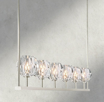 Boaly De Cristal Clear Glass Linear Chandelier 48", 60" - Zelno Lighting