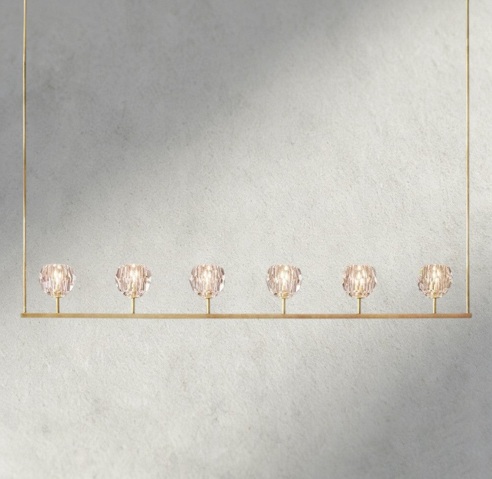 Boaly De Cristal Clear Glass Linear Chandelier 48", 60" - Zelno Lighting