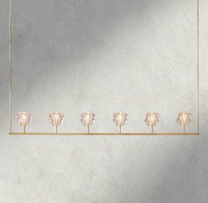 Boaly De Cristal Clear Glass Linear Chandelier 48", 60" - Zelno Lighting