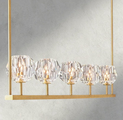 Boaly De Cristal Clear Glass Linear Chandelier 48", 60" - Zelno Lighting