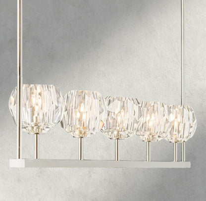 Boaly De Cristal Clear Glass Linear Chandelier 48", 60" - Zelno Lighting
