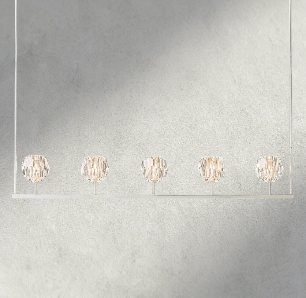 Boaly De Cristal Clear Glass Linear Chandelier 48", 60" - Zelno Lighting
