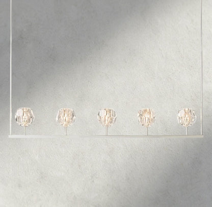 Boaly De Cristal Clear Glass Linear Chandelier 48", 60" - Zelno Lighting
