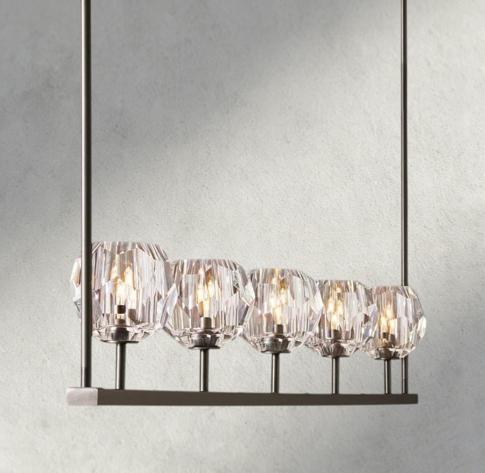Boaly De Cristal Clear Glass Linear Chandelier 48", 60" - Zelno Lighting