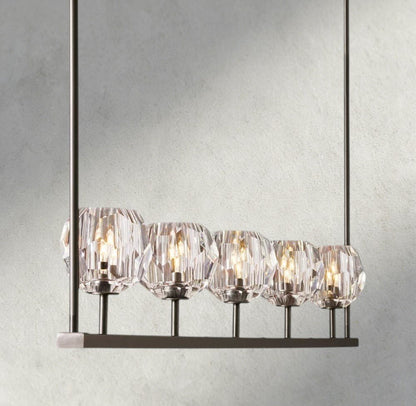 Boaly De Cristal Clear Glass Linear Chandelier 48", 60" - Zelno Lighting