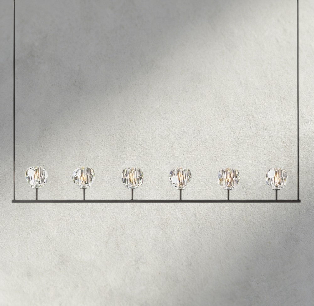 Boaly De Cristal Clear Glass Linear Chandelier 48", 60" - Zelno Lighting
