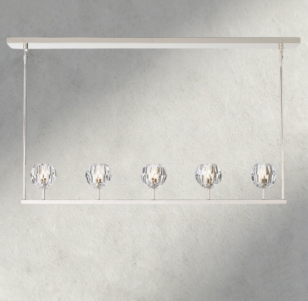 Boaly De Cristal Clear Glass Linear Chandelier 48", 60" - Zelno Lighting