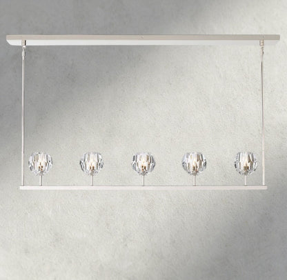 Boaly De Cristal Clear Glass Linear Chandelier 48", 60" - Zelno Lighting