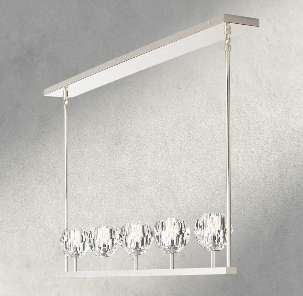 Boaly De Cristal Clear Glass Linear Chandelier 48", 60" - Zelno Lighting