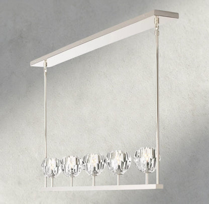 Boaly De Cristal Clear Glass Linear Chandelier 48", 60" - Zelno Lighting