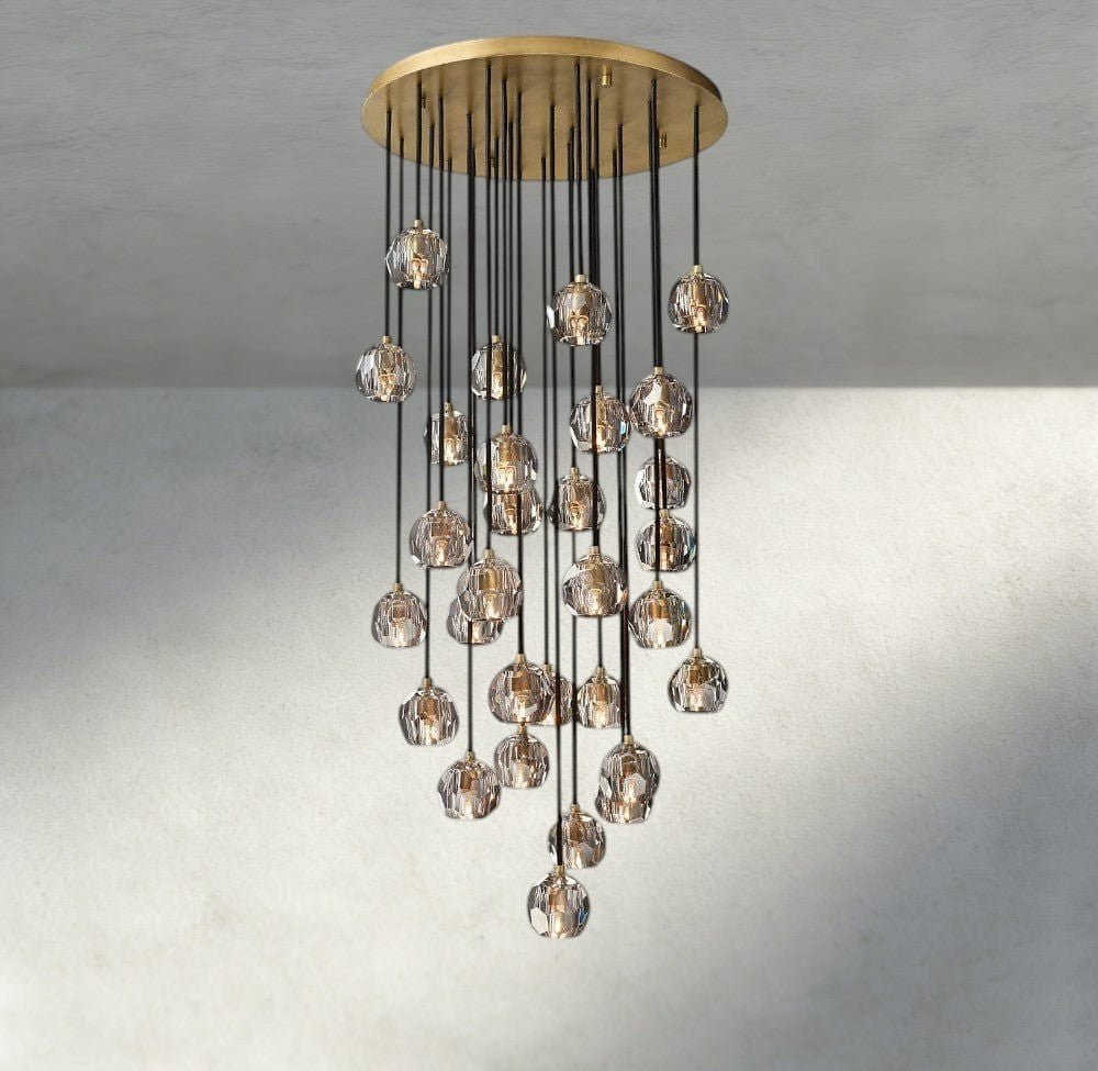 Boaly De Cristal Clear/ Smoke Glass Round Cluster Chandelier 14", 19", 24", 30", 40" - Zelno Lighting