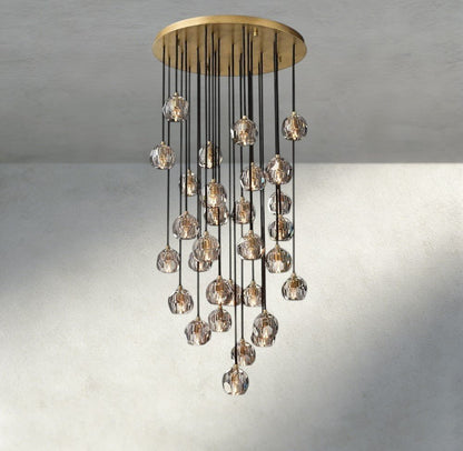 Boaly De Cristal Clear/ Smoke Glass Round Cluster Chandelier 14", 19", 24", 30", 40" - Zelno Lighting