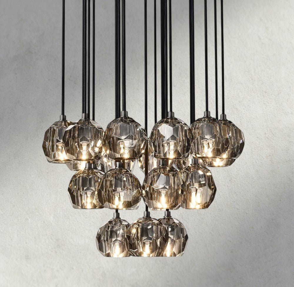 Boaly De Cristal Clear/ Smoke Glass Round Cluster Chandelier 14", 19", 24", 30", 40" - Zelno Lighting