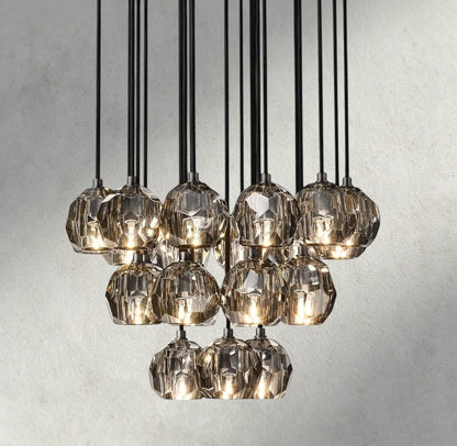 Boaly De Cristal Clear/ Smoke Glass Round Cluster Chandelier 14", 19", 24", 30", 40" - Zelno Lighting