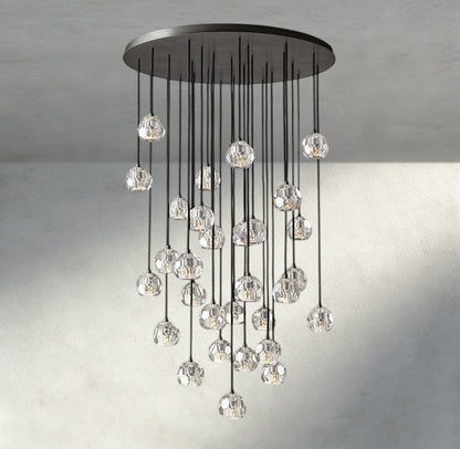 Boaly De Cristal Clear/ Smoke Glass Round Cluster Chandelier 14", 19", 24", 30", 40" - Zelno Lighting