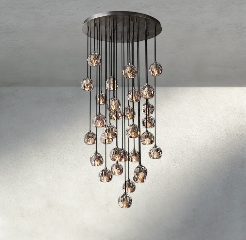 Boaly De Cristal Clear/ Smoke Glass Round Cluster Chandelier 14", 19", 24", 30", 40" - Zelno Lighting