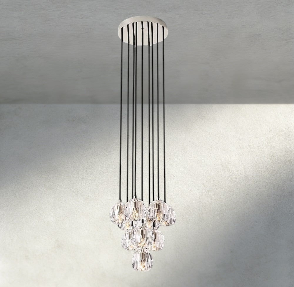 Boaly De Cristal Clear/ Smoke Glass Round Cluster Chandelier 14", 19", 24", 30", 40" - Zelno Lighting