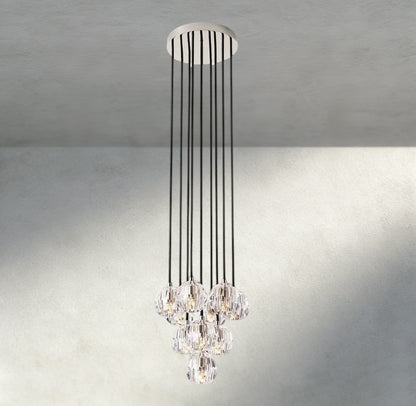 Boaly De Cristal Clear/ Smoke Glass Round Cluster Chandelier 14", 19", 24", 30", 40" - Zelno Lighting