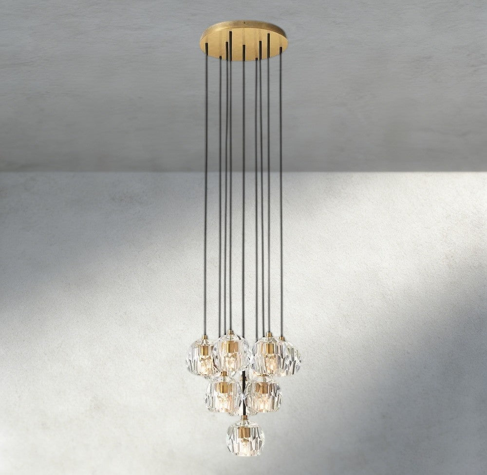 Boaly De Cristal Clear/ Smoke Glass Round Cluster Chandelier 14", 19", 24", 30", 40" - Zelno Lighting