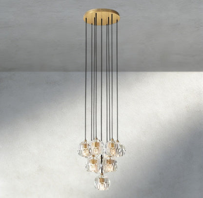Boaly De Cristal Clear/ Smoke Glass Round Cluster Chandelier 14", 19", 24", 30", 40" - Zelno Lighting