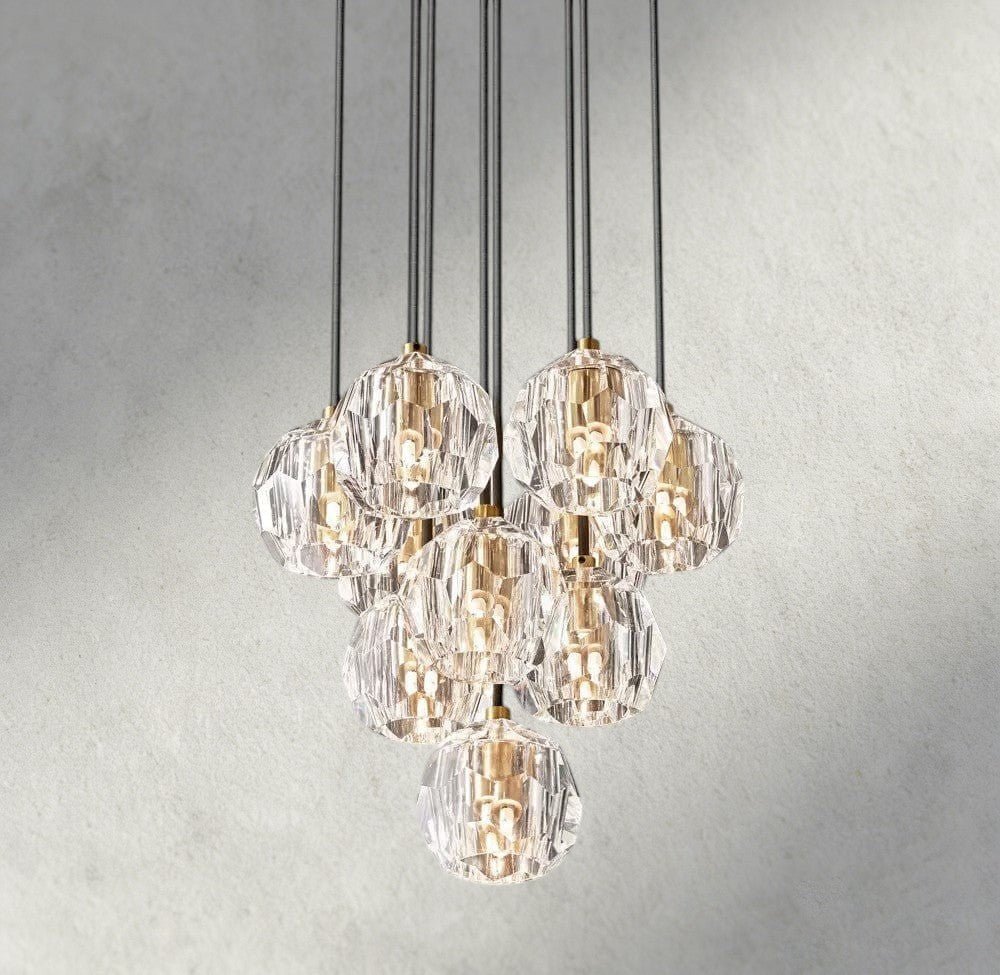 Boaly De Cristal Clear/ Smoke Glass Round Cluster Chandelier 14", 19", 24", 30", 40" - Zelno Lighting