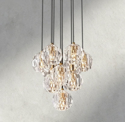 Boaly De Cristal Clear/ Smoke Glass Round Cluster Chandelier 14", 19", 24", 30", 40" - Zelno Lighting