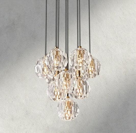 Boaly De Cristal Clear/ Smoke Glass Round Cluster Chandelier 14", 19", 24", 30", 40" - Zelno Lighting