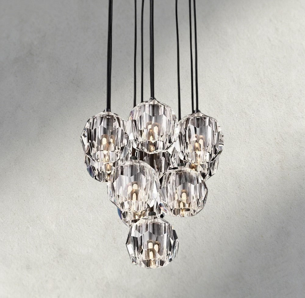 Boaly De Cristal Clear/ Smoke Glass Round Cluster Chandelier 14", 19", 24", 30", 40" - Zelno Lighting