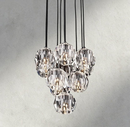 Boaly De Cristal Clear/ Smoke Glass Round Cluster Chandelier 14", 19", 24", 30", 40" - Zelno Lighting