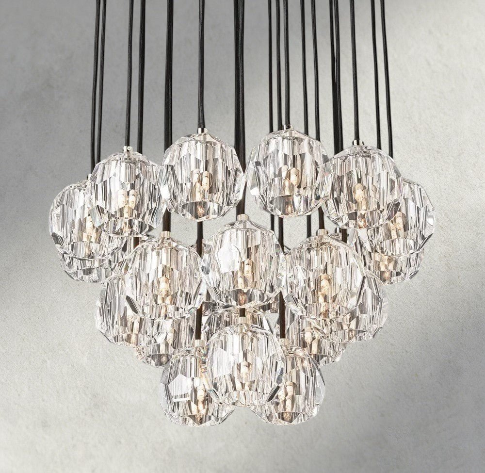 Boaly De Cristal Clear/ Smoke Glass Round Cluster Chandelier 14", 19", 24", 30", 40" - Zelno Lighting