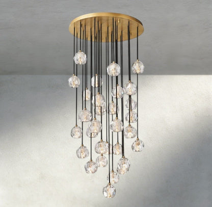 Boaly De Cristal Clear/ Smoke Glass Round Cluster Chandelier 14", 19", 24", 30", 40" - Zelno Lighting