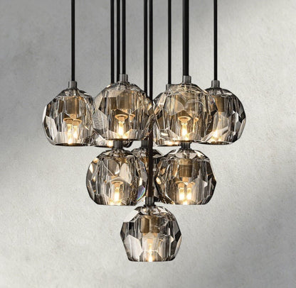 Boaly De Cristal Clear/ Smoke Glass Round Cluster Chandelier 14", 19", 24", 30", 40" - Zelno Lighting