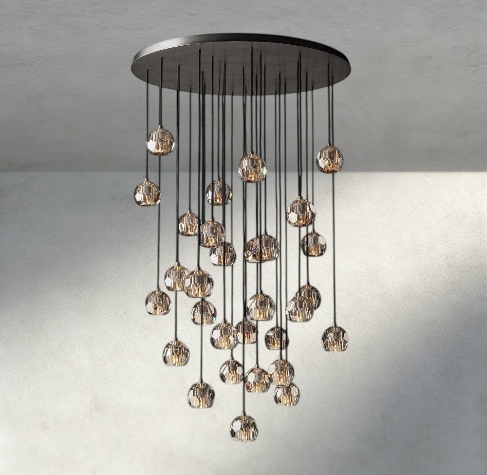 Boaly De Cristal Clear/ Smoke Glass Round Cluster Chandelier 14", 19", 24", 30", 40" - Zelno Lighting
