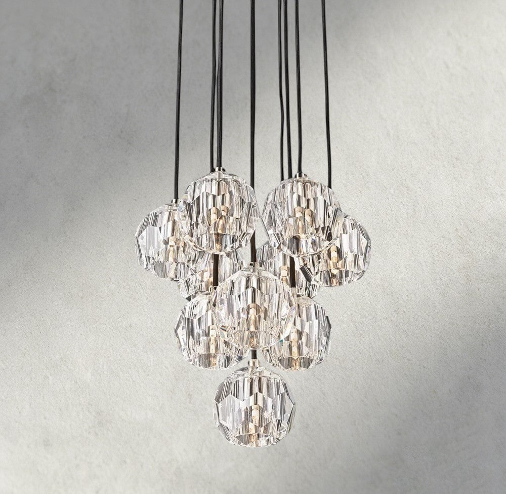 Boaly De Cristal Clear/ Smoke Glass Round Cluster Chandelier 14", 19", 24", 30", 40" - Zelno Lighting
