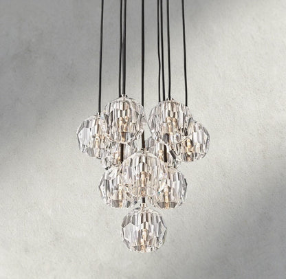 Boaly De Cristal Clear/ Smoke Glass Round Cluster Chandelier 14", 19", 24", 30", 40" - Zelno Lighting