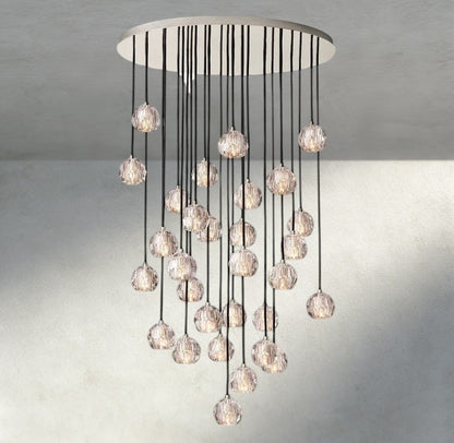 Boaly De Cristal Clear/ Smoke Glass Round Cluster Chandelier 14", 19", 24", 30", 40" - Zelno Lighting