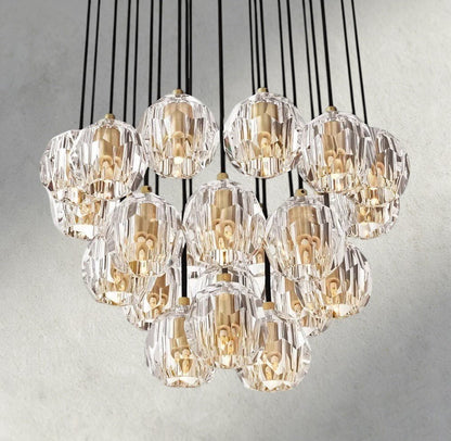 Boaly De Cristal Clear/ Smoke Glass Round Cluster Chandelier 14", 19", 24", 30", 40" - Zelno Lighting
