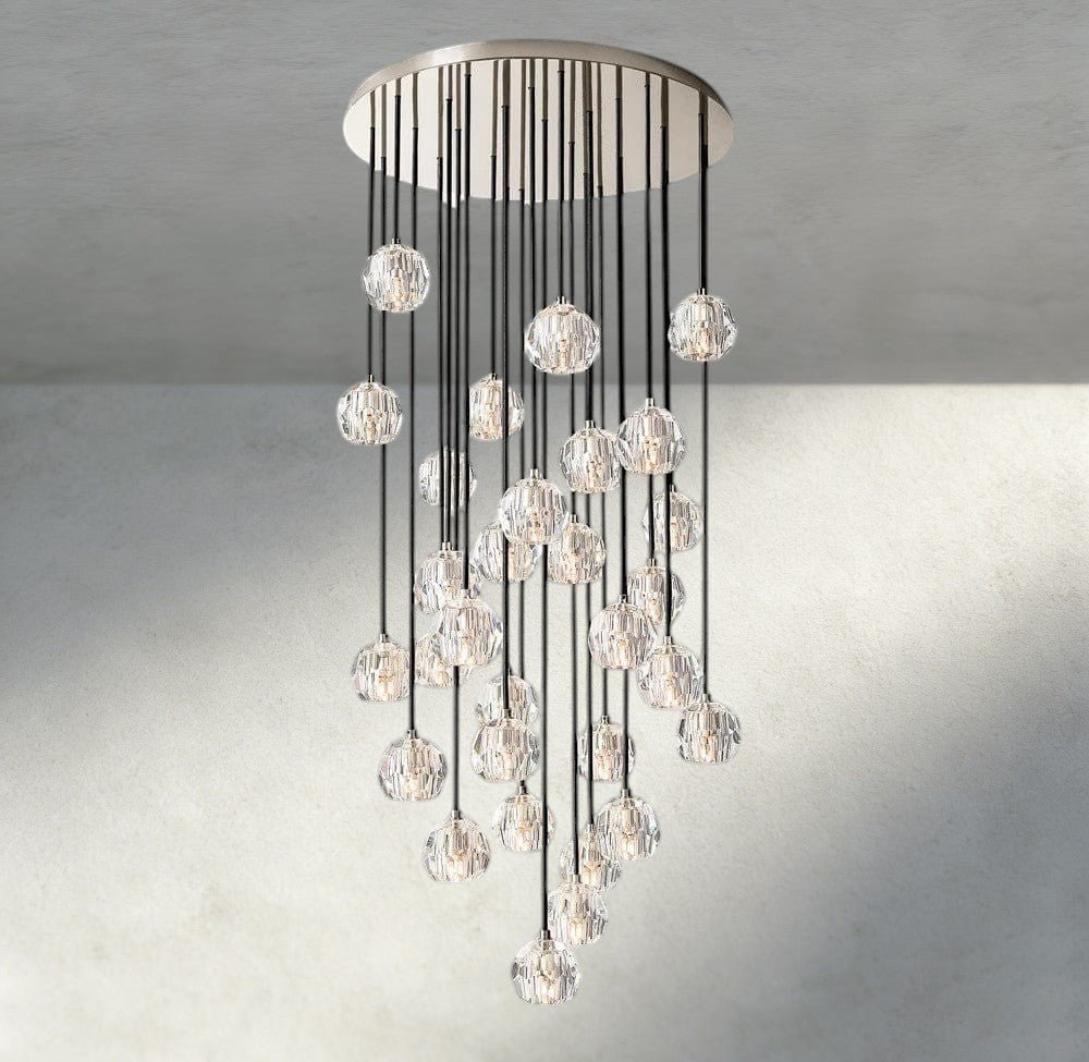 Boaly De Cristal Clear/ Smoke Glass Round Cluster Chandelier 14", 19", 24", 30", 40" - Zelno Lighting