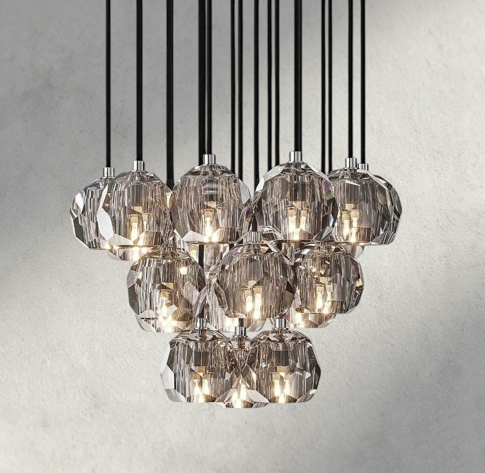 Boaly De Cristal Clear/ Smoke Glass Round Cluster Chandelier 14", 19", 24", 30", 40" - Zelno Lighting