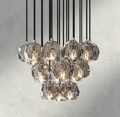 Boaly De Cristal Clear/ Smoke Glass Round Cluster Chandelier 14", 19", 24", 30", 40" - Zelno Lighting