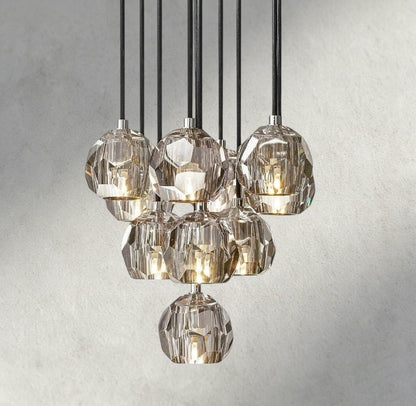 Boaly De Cristal Clear/ Smoke Glass Round Cluster Chandelier 14", 19", 24", 30", 40" - Zelno Lighting