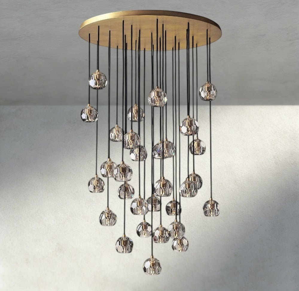 Boaly De Cristal Clear/ Smoke Glass Round Cluster Chandelier 14", 19", 24", 30", 40" - Zelno Lighting