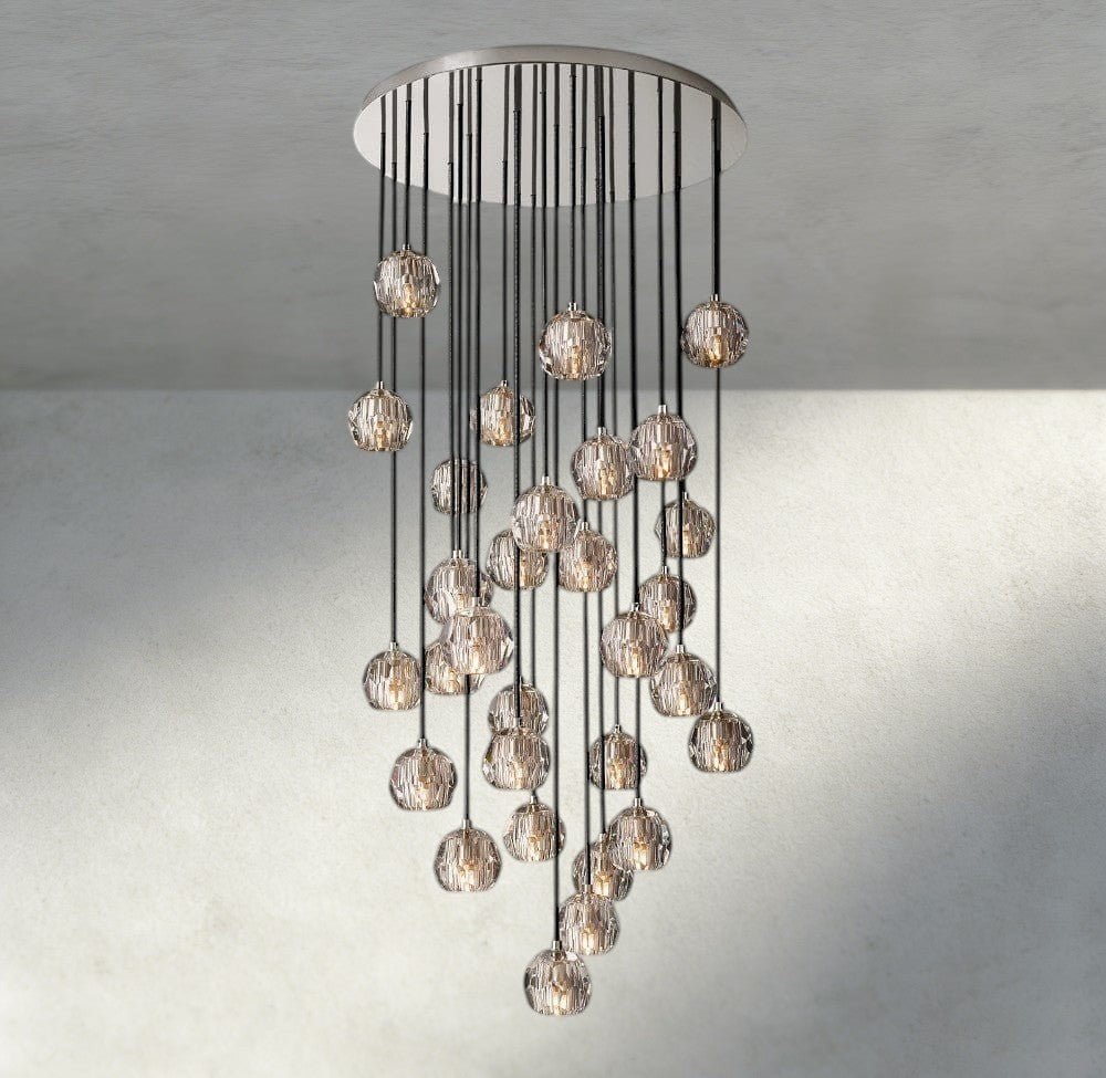 Boaly De Cristal Clear/ Smoke Glass Round Cluster Chandelier 14", 19", 24", 30", 40" - Zelno Lighting