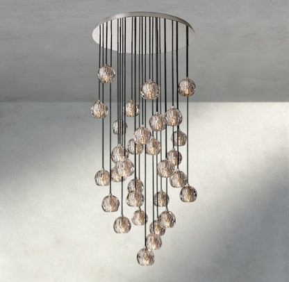 Boaly De Cristal Clear/ Smoke Glass Round Cluster Chandelier 14", 19", 24", 30", 40" - Zelno Lighting